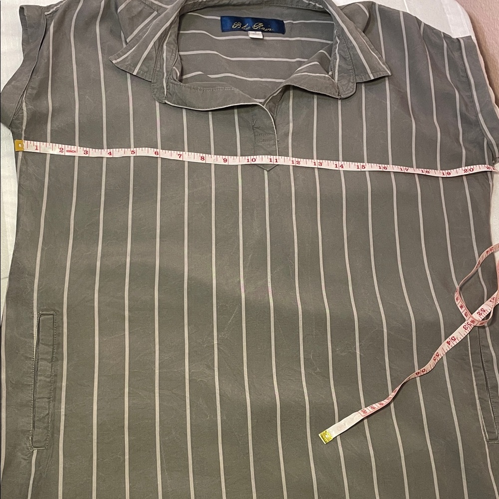 100% Tencel Blue Rain Gray Striped Mini Dress - Picture 8 of 11